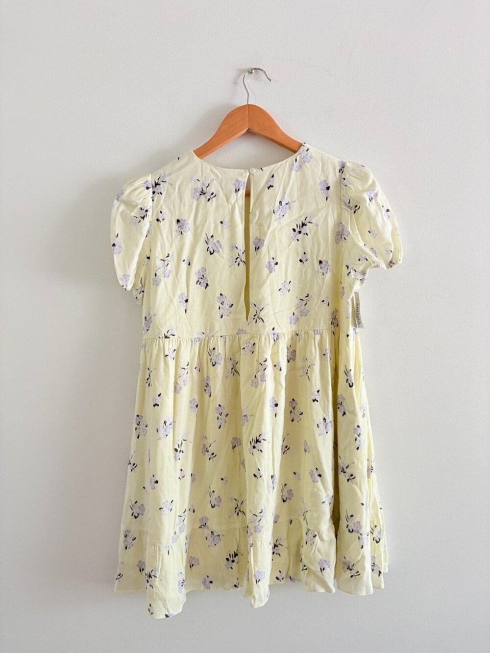 Aritzia Wilfred Zane Dress NWT Puff Sleeve Babydoll Yellow Floral Small - Picture 4 of 6